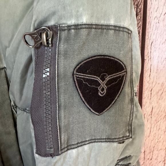 Armani Jeans Men’s Gray Down Puffer Jacket Fur Trim Hood Coat Size M Outerwear - Picture 8 of 11